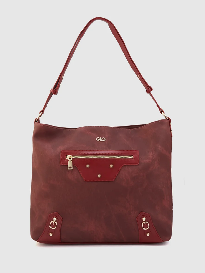 جلو باص حقيبة نسائية كبيرة بلون أستر دست سادة كاجوال